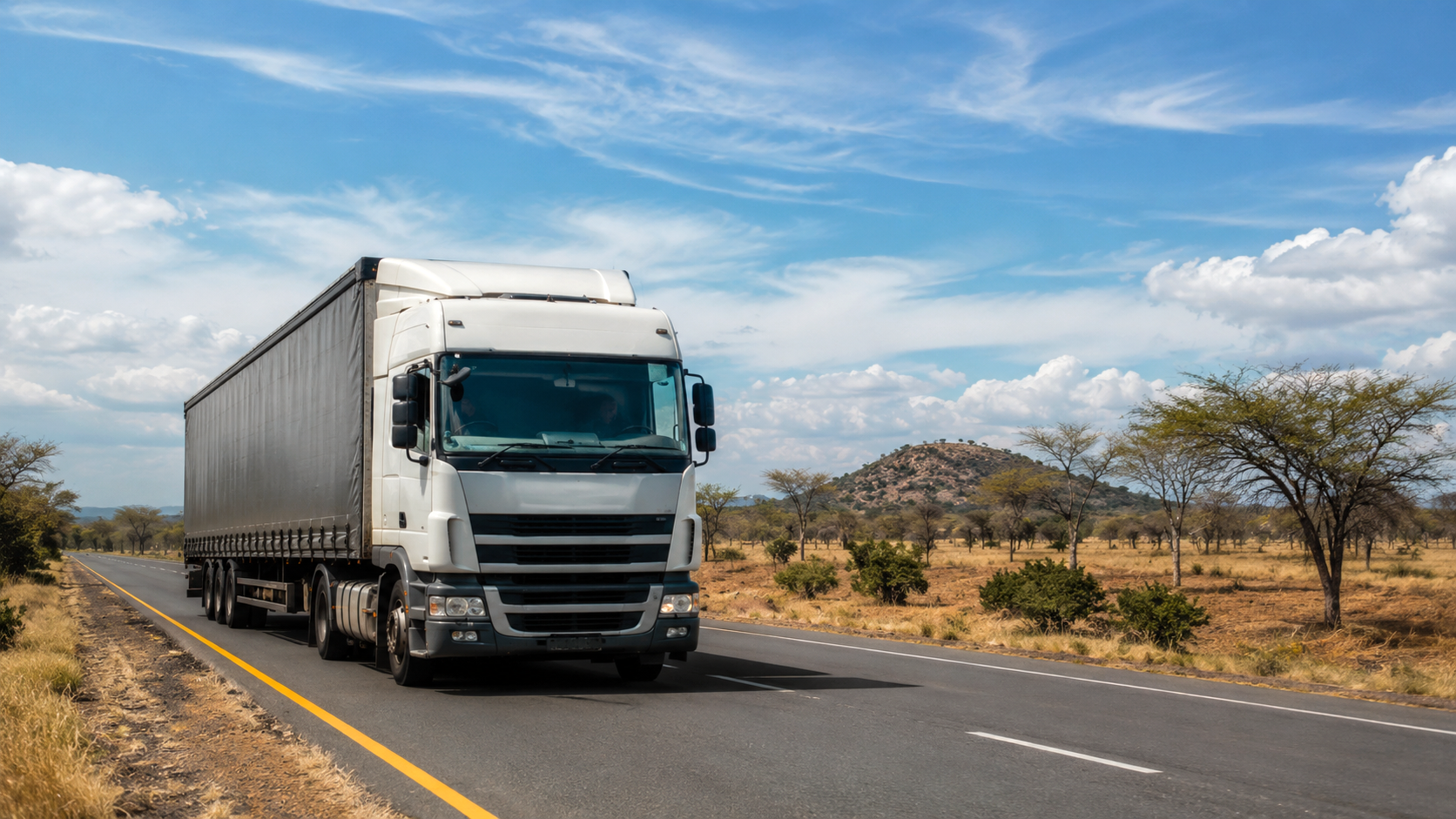 Autonomous freight truck on highway