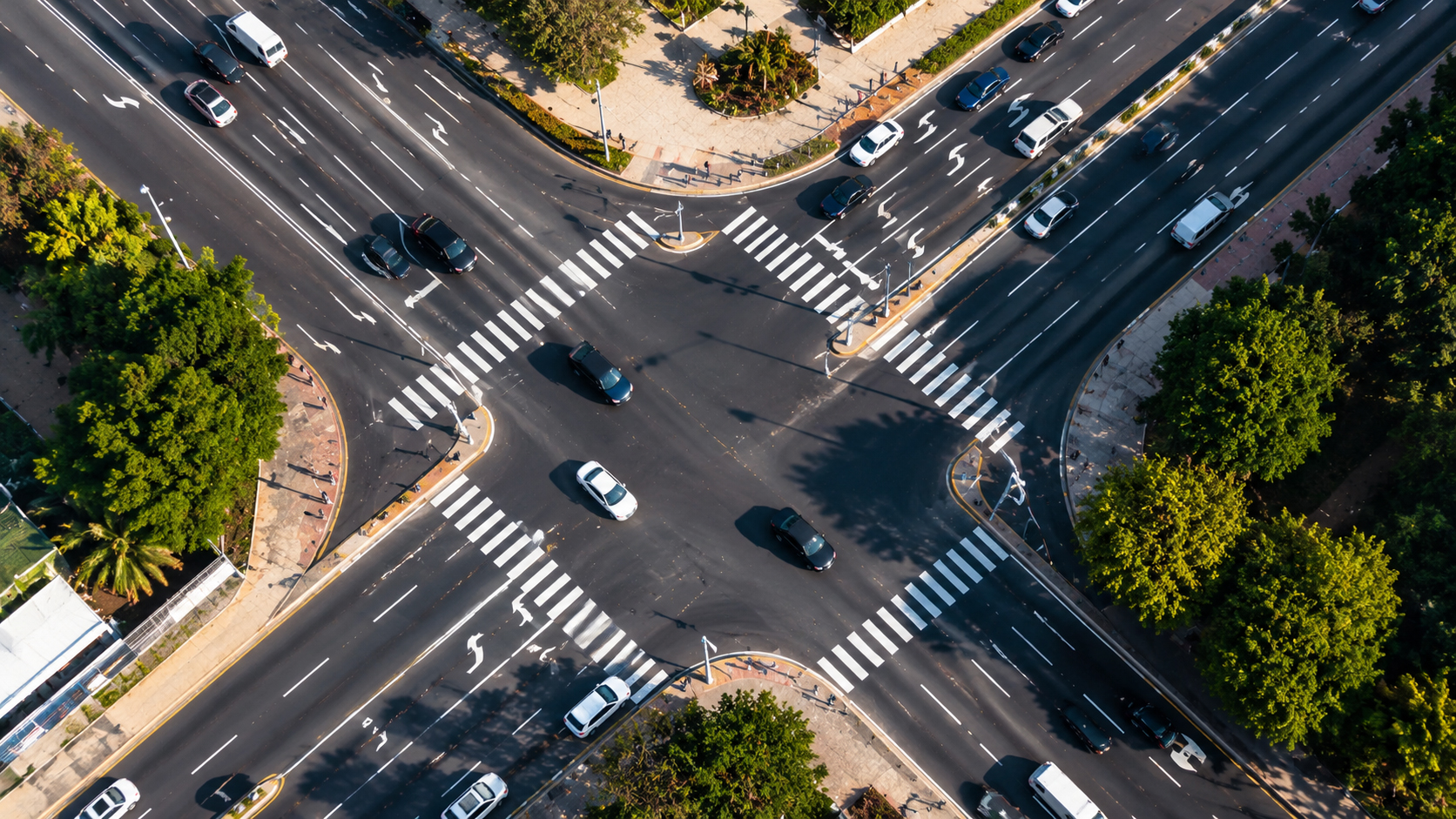 Aerial view of city highway interchange