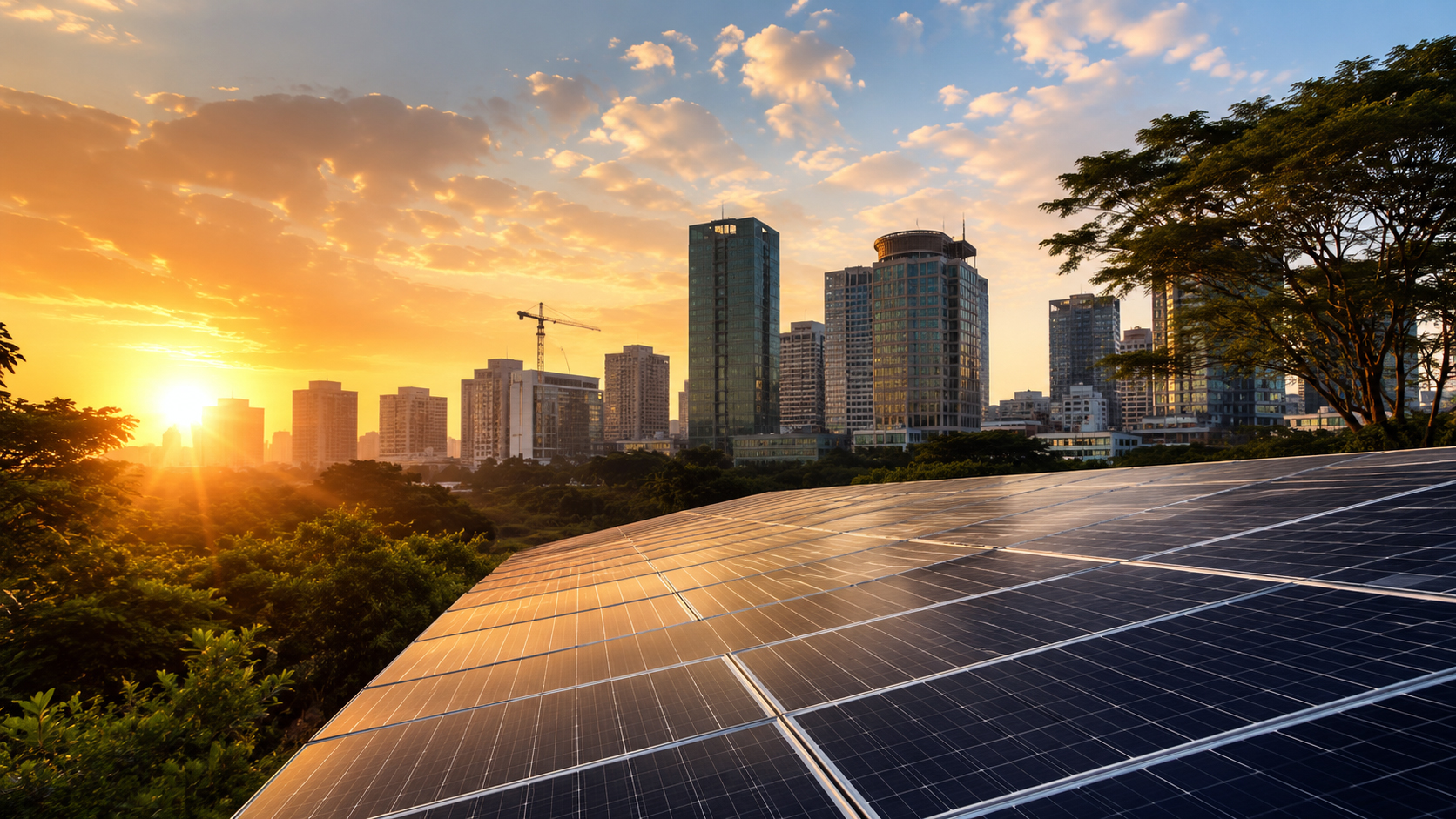 Green city with electric vehicles and sustainable transport